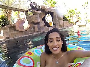 swimsuit ultra-cutie Chloe Amour penetrated after a dip in the pool